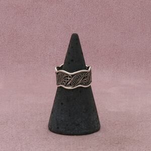sterling silver vintage wavy filigree band ring size 5.5